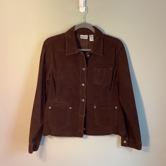 Chico’s Dark Brown Corduroy Button up Jacket - Picture 1 of 6
